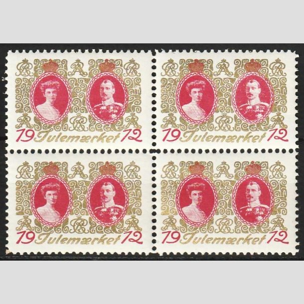 JULEM�RKER DANMARK | 1912 - Chr. X &amp; Alexsandrine - i 4-blok - Postfrisk