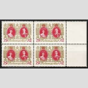 JULEM�RKER DANMARK | 1912 - Chr. X & Alexsandrine - i 4-blok - Postfrisk