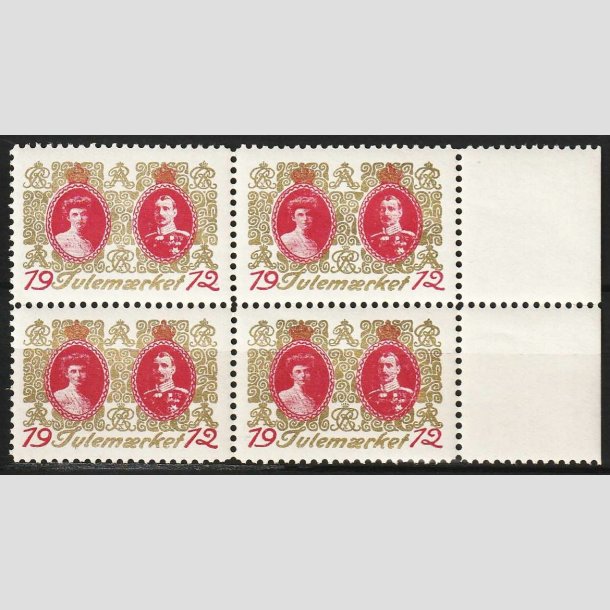JULEM�RKER DANMARK | 1912 - Chr. X &amp; Alexsandrine - i 4-blok - Postfrisk