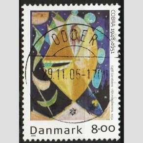 FRIM�RKER DANMARK | 2006 - AFA 1487 - COBRA-malere - 8,00 Kr. flerfarvet - Lux Stemplet Odder