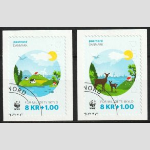 FRIM�RKER DANMARK | 2016 - AFA 1845+46 - WWF - 8,00 Kr. + 1 Kr. flerfarvet i s�t - P�nt Stemplet