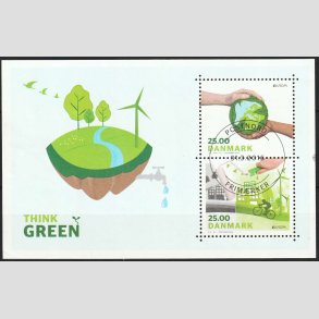 FRIM�RKER DANMARK | 2016 - AFA 1861A - T�nk gr�nt. - 50,00 kr. miniark - Pragt Stemplet 