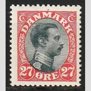 FRIM�RKER DANMARK | 1918-20 - AFA 102 - Chr. X 27 �re r�d/sort - Ubrugt