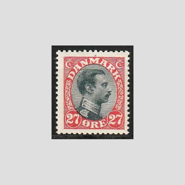 FRIM�RKER DANMARK | 1918-20 - AFA 102 - Chr. X 27 �re r�d/sort - Ubrugt