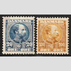FRIM�RKER DANMARK | 1904-05 - AFA 48+51 - Chr. IX 20 + 100 �re - Ubrugt