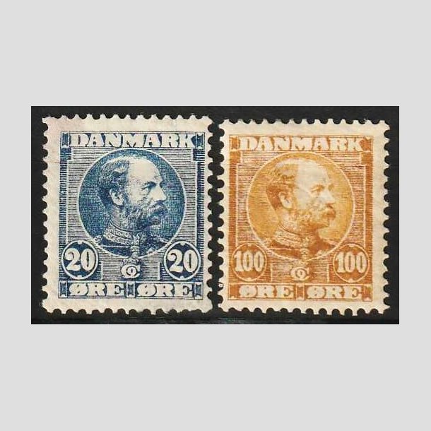 FRIM�RKER DANMARK | 1904-05 - AFA 48+51 - Chr. IX 20 + 100 �re - Ubrugt