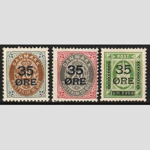 FRIM�RKER DANMARK | 1912  - AFA 60,61,62 - 35 �res Provisorier i komplet s�t - Ubrugt
