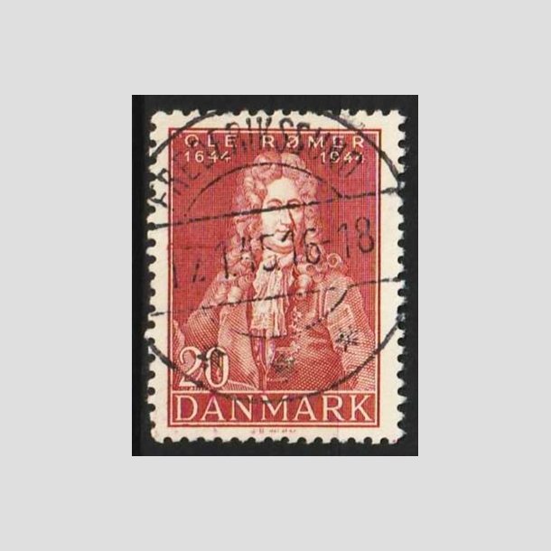 FRIM�RKER DANMARK | 1944 - AFA 288 - Astronom Ole R�mer - 20 �re r�d - Lux Stemplet Frederikssund