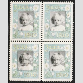 JULEM�RKER DANMARK | 1910 - Barnehoved - 4-blok - Postfrisk