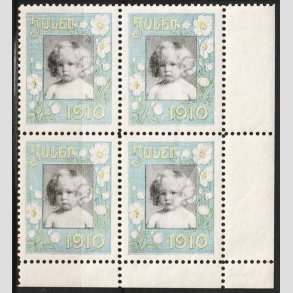 JULEM�RKER DANMARK | 1910 - Barnehoved - 4-blok - Postfrisk