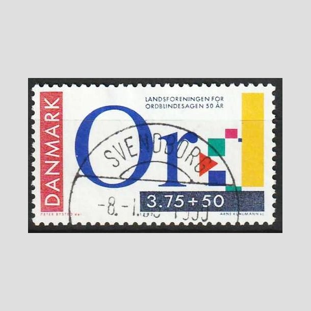 FRIM�RKER DANMARK | 1992 - AFA 1025 - Ord-blindesagen 50 �r - 3,75 Kr. + 50 �re flerfarvet - Pragt Stemplet