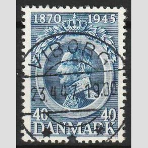 FRIM�RKER DANMARK | 1945 - AFA 292 - Chr. X 75 �r 40 �re bl� - Lux Stemplet Viborg