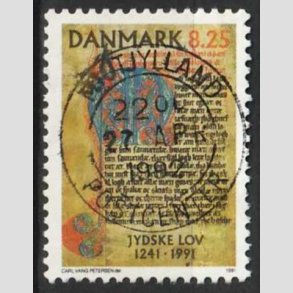FRIM�RKER DANMARK | 1991 - AFA 991 - Jyske Lov 750 �r. - 8,25 Kr. flerfarvet - Lux Stemplet
