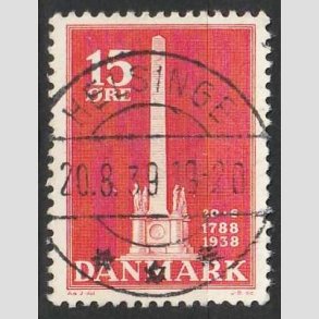 FRIM�RKER DANMARK | 1938 - AFA 244 - Stavnsb�ndet 15 �re r�d - Lux Stemplet Helsinge