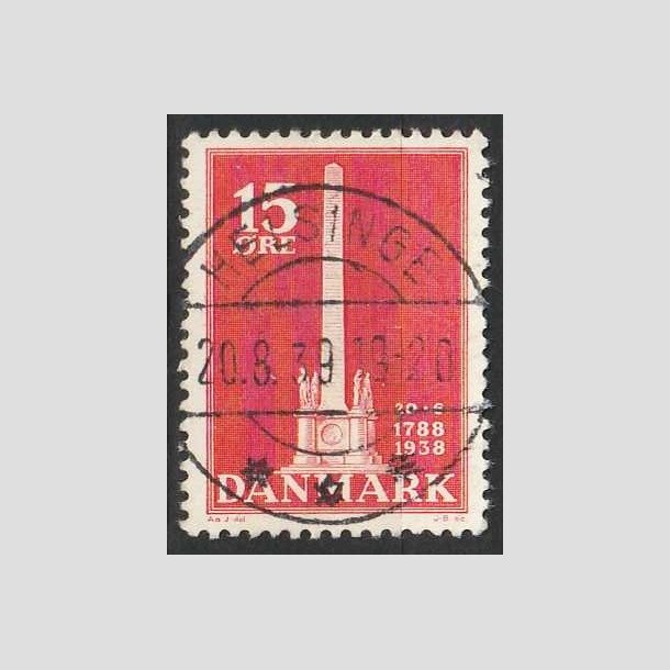 FRIM�RKER DANMARK | 1938 - AFA 244 - Stavnsb�ndet 15 �re r�d - Lux Stemplet Helsinge