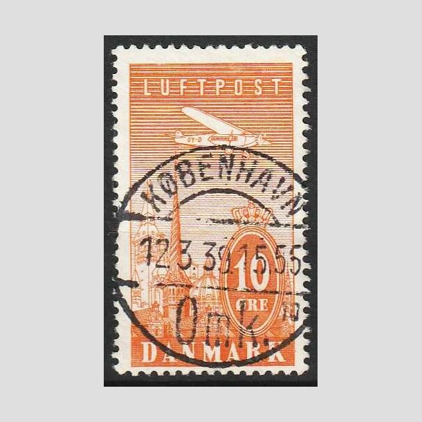 FRIM�RKER DANMARK | 1934 - AFA 216 - Ny Luftpost 10 �re gul - Lux stemplet
