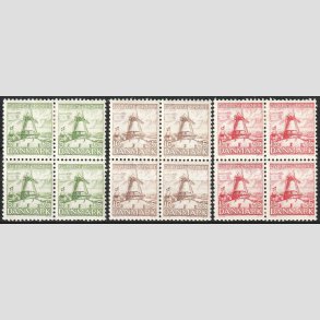 FRIM�RKER DANMARK | 1937 - AFA 236-38 - Dybb�l M�lle - i 4-blok s�t - Ubrugt