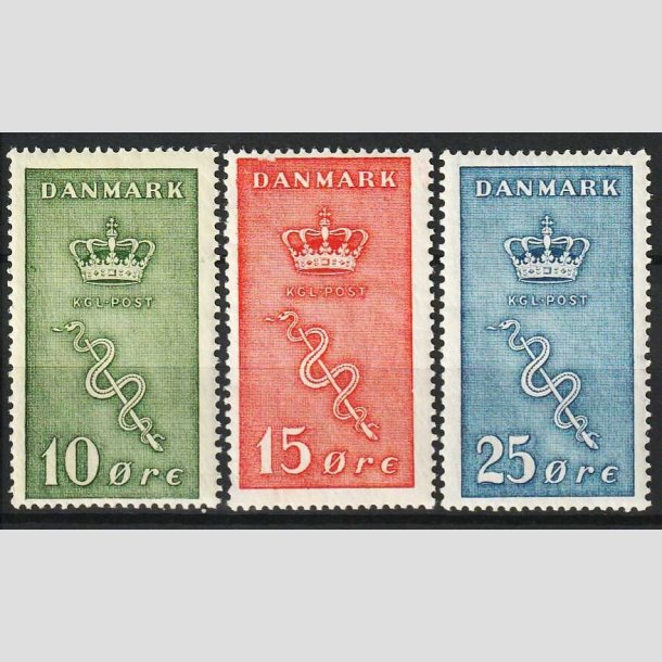 FRIM�RKER DANMARK | 1929 - AFA 178-80 - 10+5,15+5,25+5 �re Kr�ftfrim�rker i komplet s�t - Ubrugt