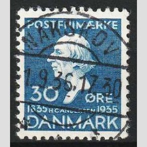 FRIM�RKER DANMARK | 1935 - AFA 228 - H. C. Andersen 30 �re bl� - Lux Stemplet Nakskov