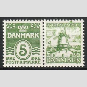 FRIM�RKER DANMARK | 1937-38 - AFA 234 - B�lgelinie 5 �re gr�gr�n - Postfrisk