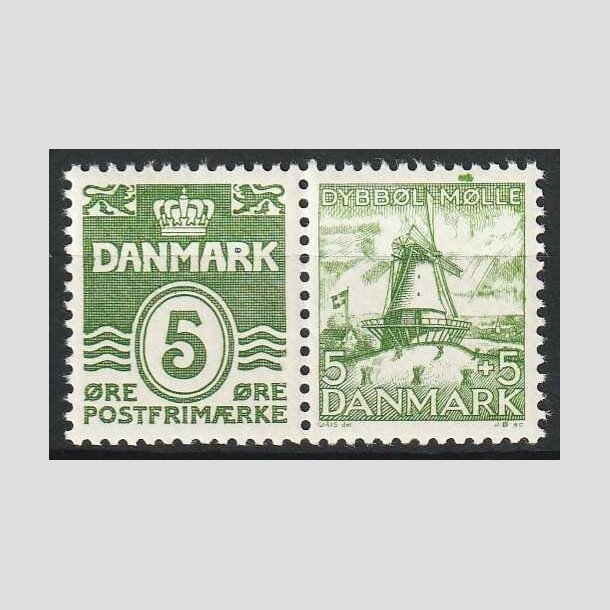 FRIM�RKER DANMARK | 1937-38 - AFA 234 - B�lgelinie 5 �re gr�gr�n - Postfrisk