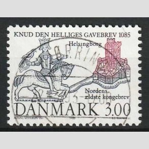 FRIM�RKER DANMARK | 1985 - AFA 835 - Domkirken i Lund - 3,00 Kr. m�rkbl�/lilla - Pragt Stemplet Hj�rring