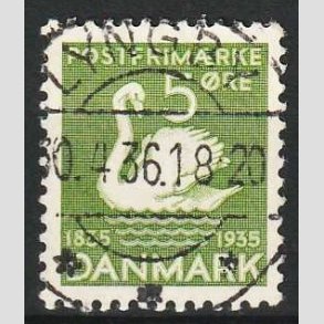 FRIM�RKER DANMARK | 1935 - AFA 223 - H. C. Andersen 5 �re gr�n - Lux Stemplet Lyngby