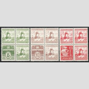 FRIM�RKER DANMARK | 1937 - AFA 238,237,236 - Dybb�l Fire Blokke i komplet s�t - Postfrisk