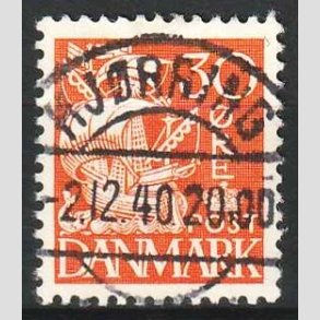 FRIM�RKER DANMARK | 1940 - AFA 259 - Karavel 30 �re orange Type II - Lux Stemplet Hj�rring