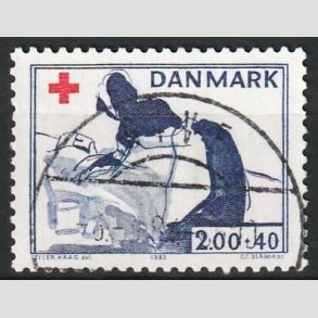 FRIM�RKER DANMARK | 1983 - AFA 764 - Dansk R�de Kors - 2,00 Kr. + 40 �re - Pragt Stemplet Give