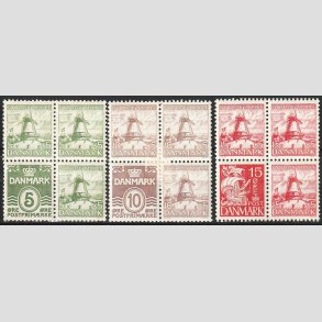 FRIM�RKER DANMARK | 1937 - AFA 238,237,236 - Dybb�l Fire Blokke i komplet s�t - Ubrugt