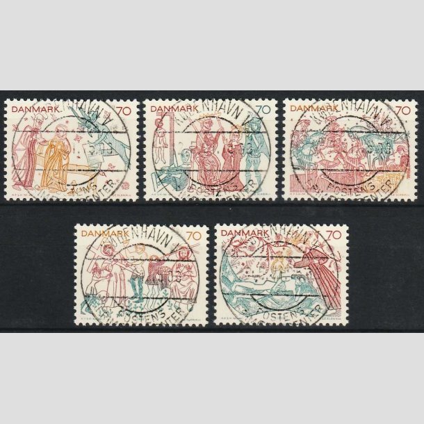 FRIM�RKER DANMARK | 1973 - AFA 552-56 - Kalkmalerier - 70 �re flerfarvet i s�t - Lux Stemplet