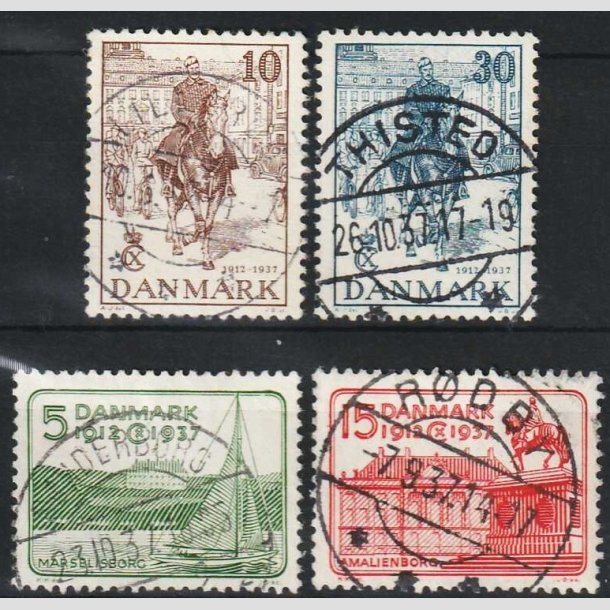 FRIM�RKER DANMARK | 1937 - AFA 239-42 - Chr. X 25 �re jubil�um i s�t - Lux Stemplet 