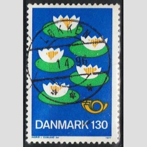 FRIM�RKER DANMARK | 1977 - AFA 632 - Nordisk R�ds 25. session - 130 �re bl�/gr�n/gul - Lux Stemplet 