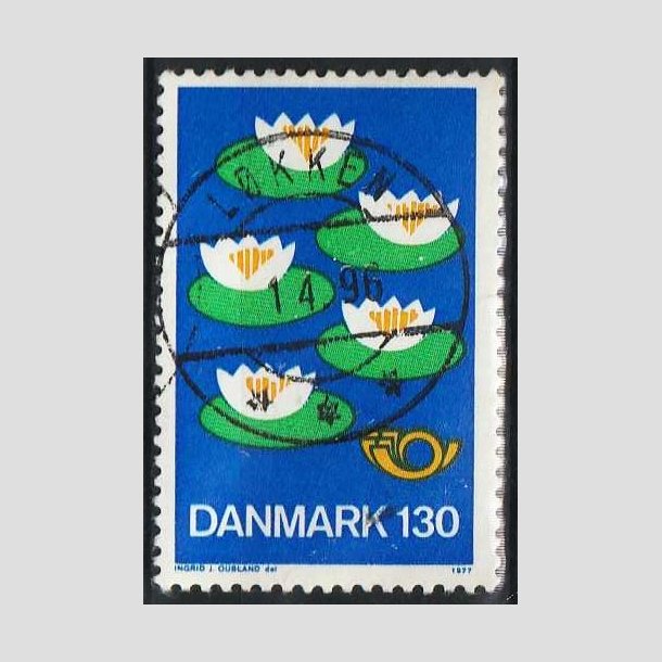 FRIM�RKER DANMARK | 1977 - AFA 632 - Nordisk R�ds 25. session - 130 �re bl�/gr�n/gul - Lux Stemplet 