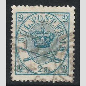 FRIM�RKER DANMARK | 1864-70 - AFA 11 - 2 Skilling bl� - Krone Scepter - Stemplet