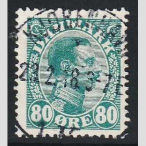 FRIM�RKER DANMARK | 1915 - AFA 84 - Chr. X 80 �re bl�gr�n - Flot Stemplet Kj�benhavn