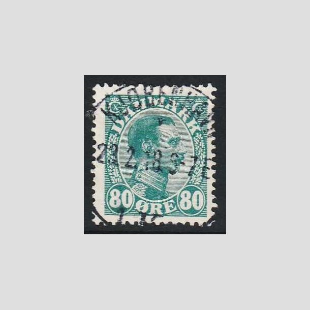 FRIM�RKER DANMARK | 1915 - AFA 84 - Chr. X 80 �re bl�gr�n - Flot Stemplet Kj�benhavn