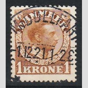 FRIM�RKER DANMARK | 1913 - AFA 75 - Chr. X 1 Kr. gulbrun - Lux Stemplet Middelfart