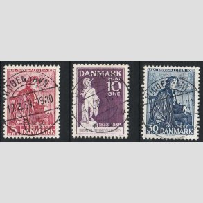 FRIM�RKER DANMARK | 1938 - AFA 249-51 - Thorvaldsen i s�t - Lux Stemplet
