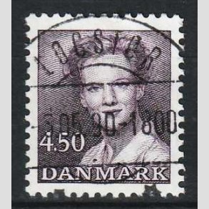 FRIM�RKER DANMARK | 1990 - AFA 957 - Dronning Margrethe - 4,50 Kr. m�rkviolet - Lux Stemplet L�gst�r 