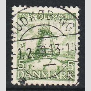 FRIM�RKER DANMARK | 1937 - AFA 236 - Dybb�l M�lle - 5 + 5 �re gr�n - Lux Stemplet