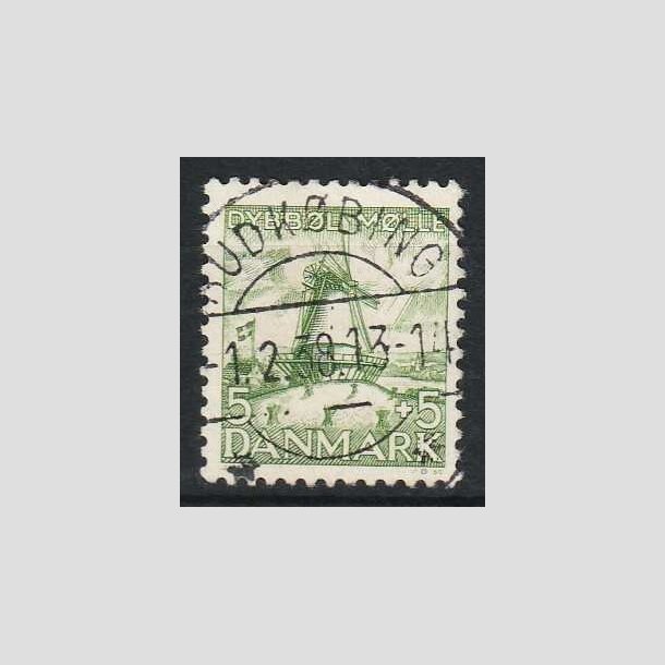FRIM�RKER DANMARK | 1937 - AFA 236 - Dybb�l M�lle - 5 + 5 �re gr�n - Lux Stemplet