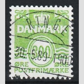 FRIM�RKER DANMARK | 1989 - AFA 923 - B�lgelinie - 300 �re lysgr�n - Pragt Stemplet Ringe