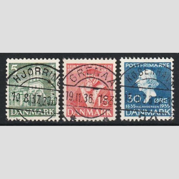 FRIM�RKER DANMARK | 1935-36 - AFA 228,229,232 - H. C. Andersen mv. - Pragt Stemplet