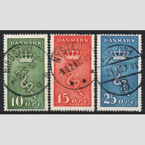 FRIM�RKER DANMARK | 1929 - AFA 178-80 - 10+5,15+5,25+5 �re Kr�ftfrim�rker i s�t - P�nt Stemplet