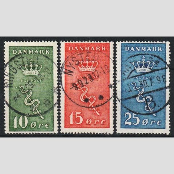 FRIM�RKER DANMARK | 1929 - AFA 178-80 - 10+5,15+5,25+5 �re Kr�ftfrim�rker i s�t - P�nt Stemplet