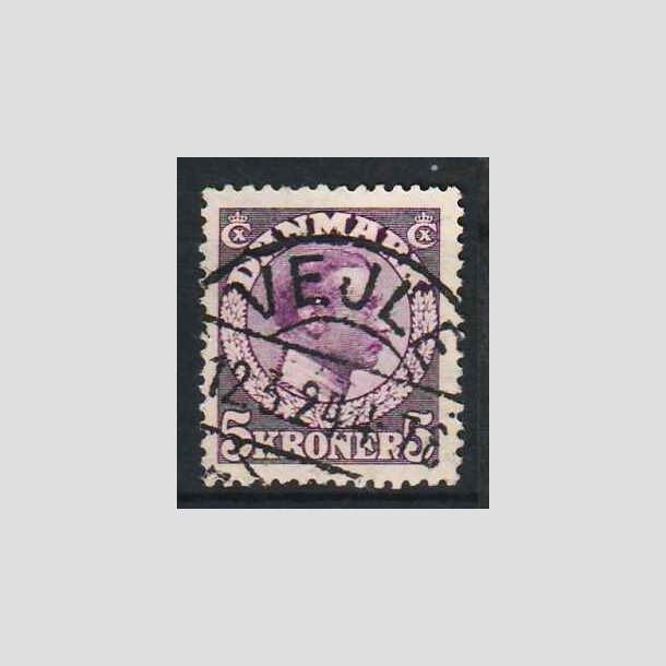 FRIM�RKER DANMARK | 1918-20 - AFA 110a - Chr. X 5 Kroner r�dviolet - Lux Stemplet Vejle