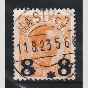 FRIM�RKER DANMARK | 1921-22 - AFA 118 - 8 8/7 �re orange provisorier - Lux Stemplet N�stved