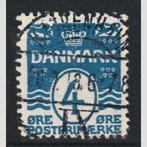 FRIM�RKER DANMARK | 1905-06 - AFA 45 - B�lgelinie 4 �re bl� Krone III - Lux Stemplet 